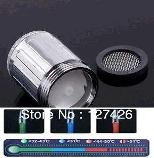 Free shipping +3 Colors Temperature Sensor LED Light Water Stream Faucet Tap Glow Shower Sprayer |