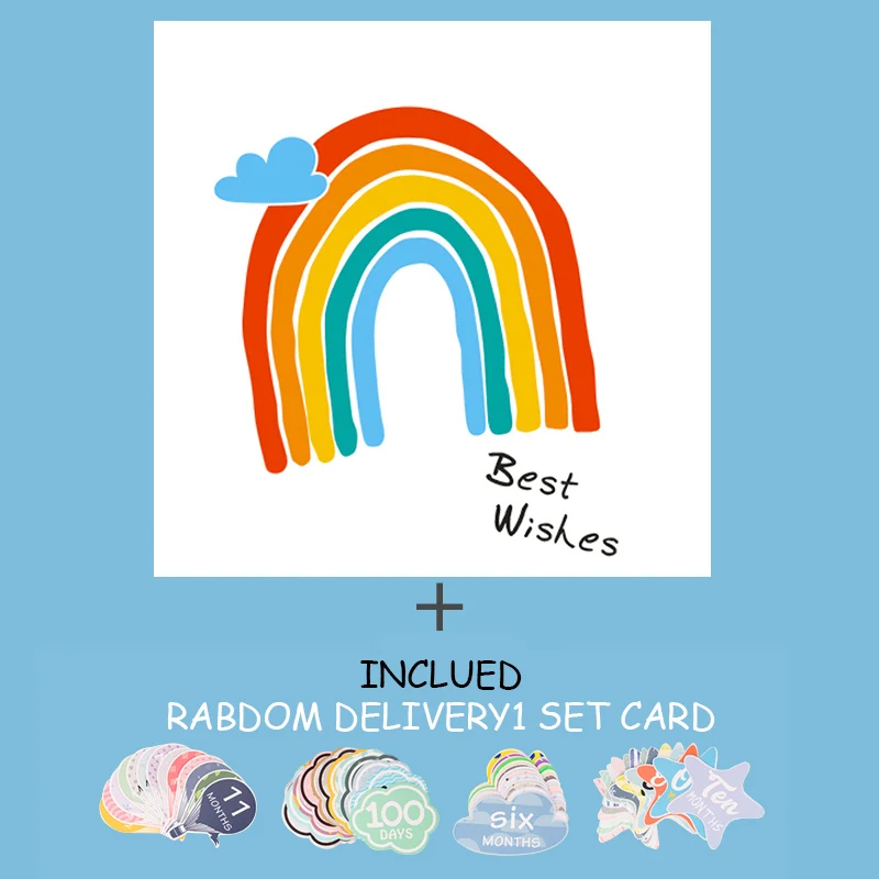 1 blanket 1 card Muslinlife Rainbow 2 слоя; муслиновая пеленка Одеяло с изображением забавных милых маленьких Обёрточная бумага новорожденный Модный чехол типа «сделай сам для фотосессии для веху Одеяло - Цвет: 1 blanket 1 card