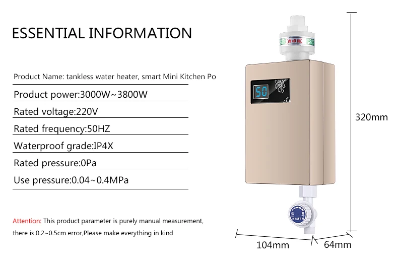 Вода Tankless мгновенный Душ Горячая Раковина Ванная Душ обогреватель Мгновенный водонагреватель Электрический Проточный