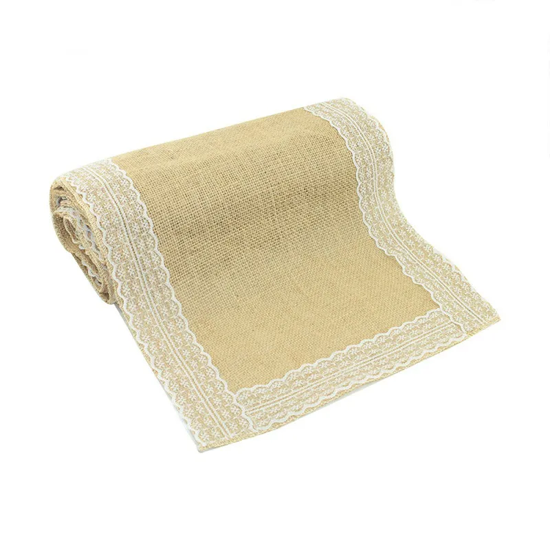 D 30x275 cm Hessian джутовая Мешковина настольная дорожка стул створка букет из мешковины баннер лента из конопляной веревки для рукоделия День рождения Свадебная вечеринка украшения - Цвет: D 30x275 cm