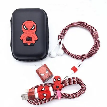 Три в одном мультфильм USB кабель наушники протектор линия заставка для Мобильный