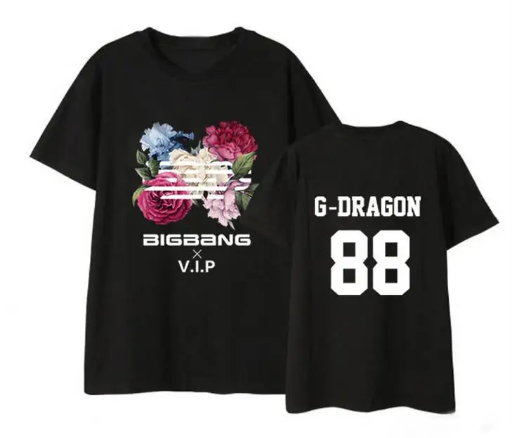 Kpop bigbang/новая футболка с короткими рукавами и принтом в виде цветка дороги