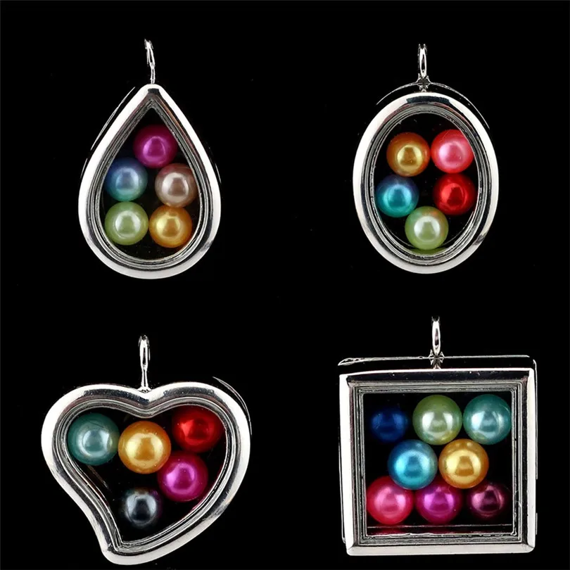 Круглый квадратный Магнитный стеклянный медальон с подвеской в форме сердца