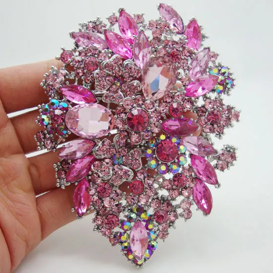 Модная стильная брошь в виде капли цветка 3 94 дюйма булавка кулон розовые стразы с
