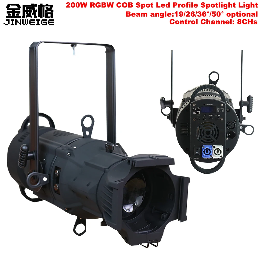 

Free Shipping High Power COB 200W RGBW 4in1 Led Prefocus Profile Light DMX512 8chs LED Profile COB Stage Lighting