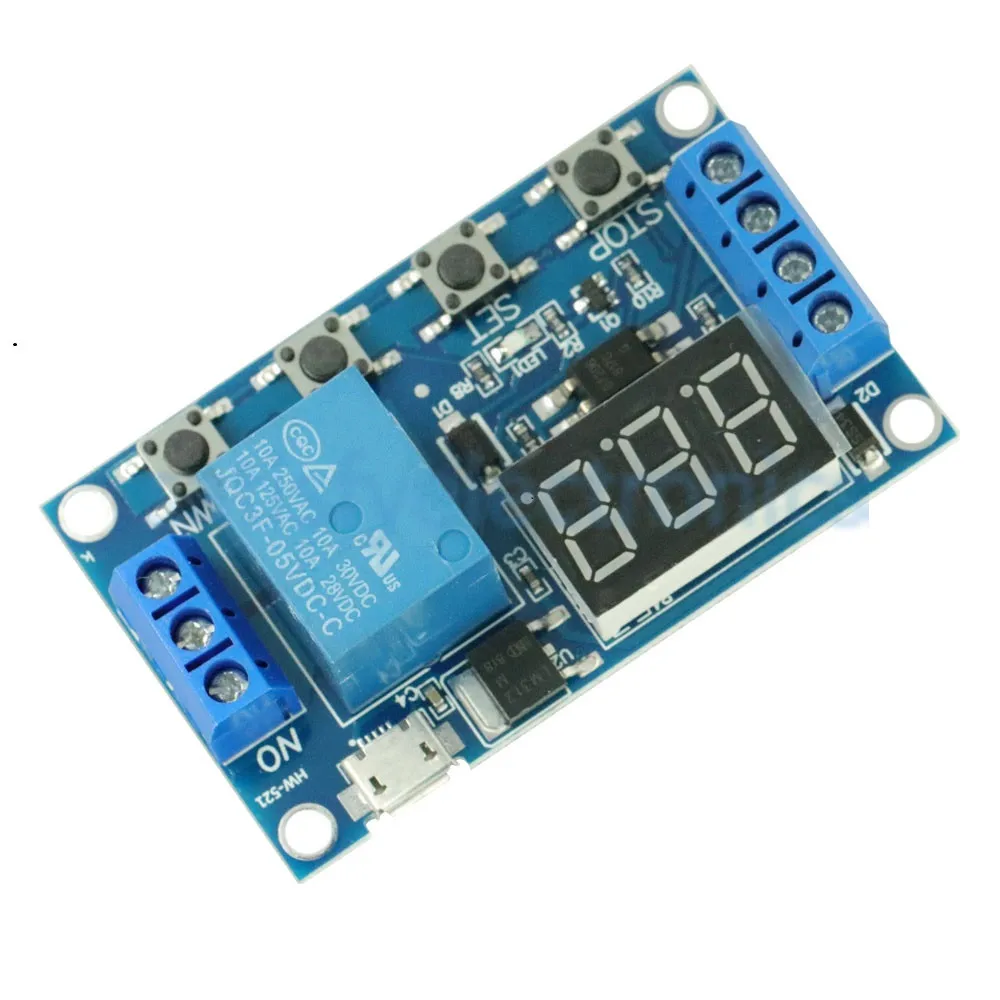 Релейный модуль с задержкой времени Micro USB 5 В 4 кнопки цифровая трубка 3 цифрами