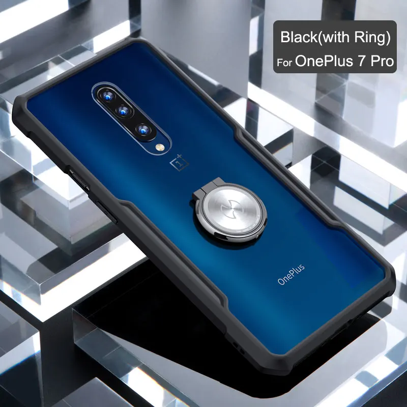 Black With Ring Xundd для OnePlus 7 Pro Чехол магнитный Автомобильный держатель Подставка кольцо на палец прозрачный PC TPU задняя крышка для Oneplus 7 Oneplus 7Pro чехол - Цвет: Black With Ring