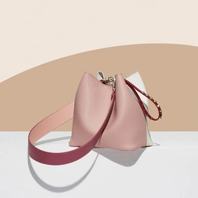 Pink A Повседневная Лоскутная сумка-ведро, женские сумки, серпантин, Широкие ремешки, сумка на плечо, женская дизайнерская сумка из искусственной кожи, сумки-мессенджеры - Цвет: Pink A