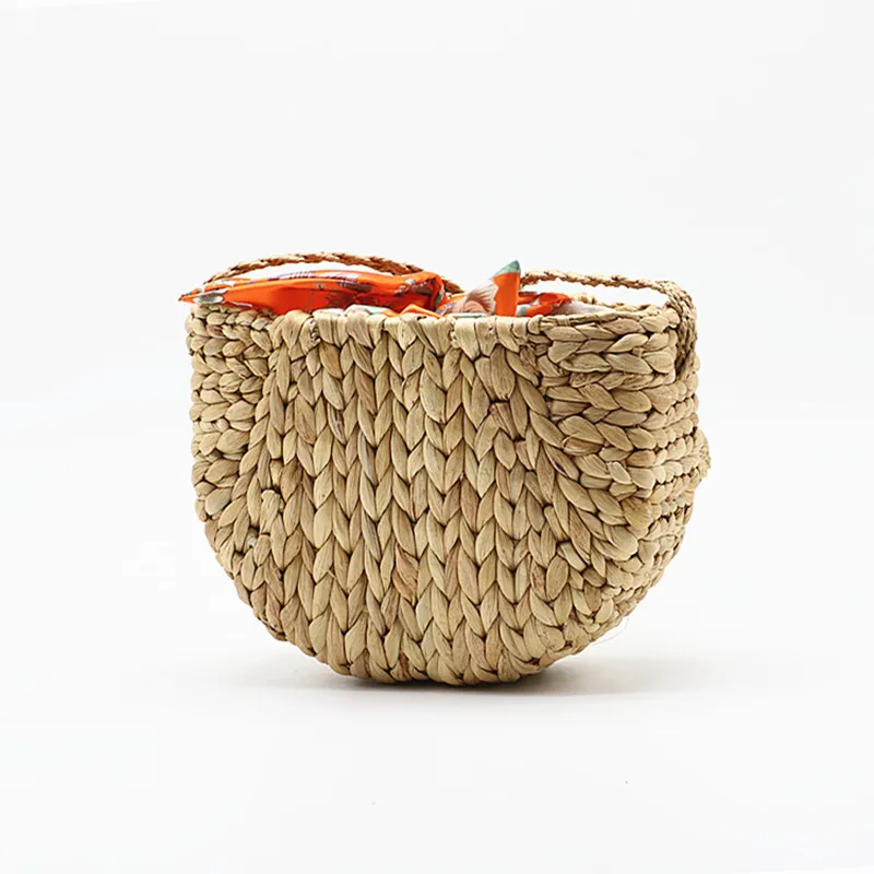 Summer Pumpkin Grass Strap Shoulder Bag Crossbody Woven Scarf Silk Tie Beach | Багаж и сумки