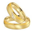 Набор свадебных колец для мужчин и женщин, ювелирные изделия из титановой нержавеющей стали золотого цвета с надписями на брак и влюбленных пар