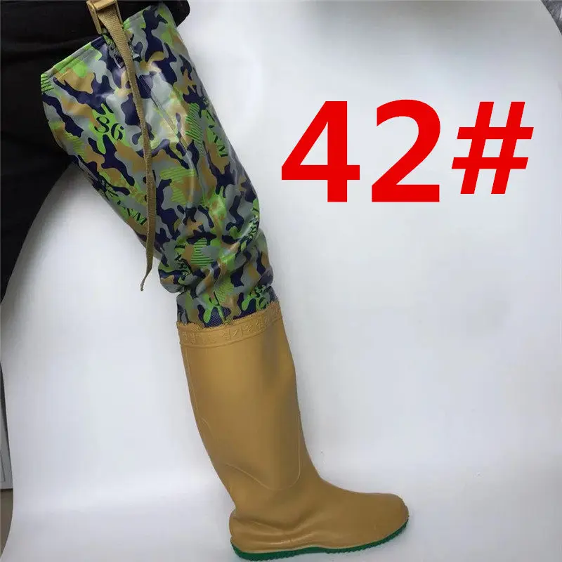 Camo 42 Высокие регулируемые по высоте рыбацкие охотничьи сапоги из водонепроницаемого ПВХ материала, мягкие сапоги, уличные охотничьи рыбацкие сапоги+ сапоги - Цвет: Camo 42