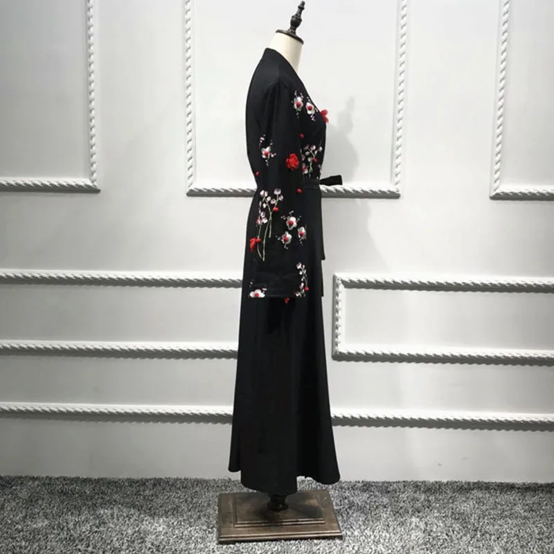 Абая для мусульман, Дубай, турецкий, катарский, длинное цветочное кимоно, кардиган, хиджаб, платье, jilbabe Robe Musulmane abaya s, женская мусульманская одежда