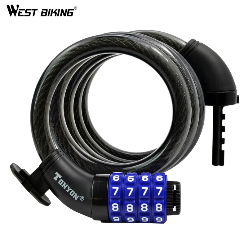 Замки велосипедные со стальной резиновой крышкой 4 цифровых кода 1200 мм x 8 | Спорт и