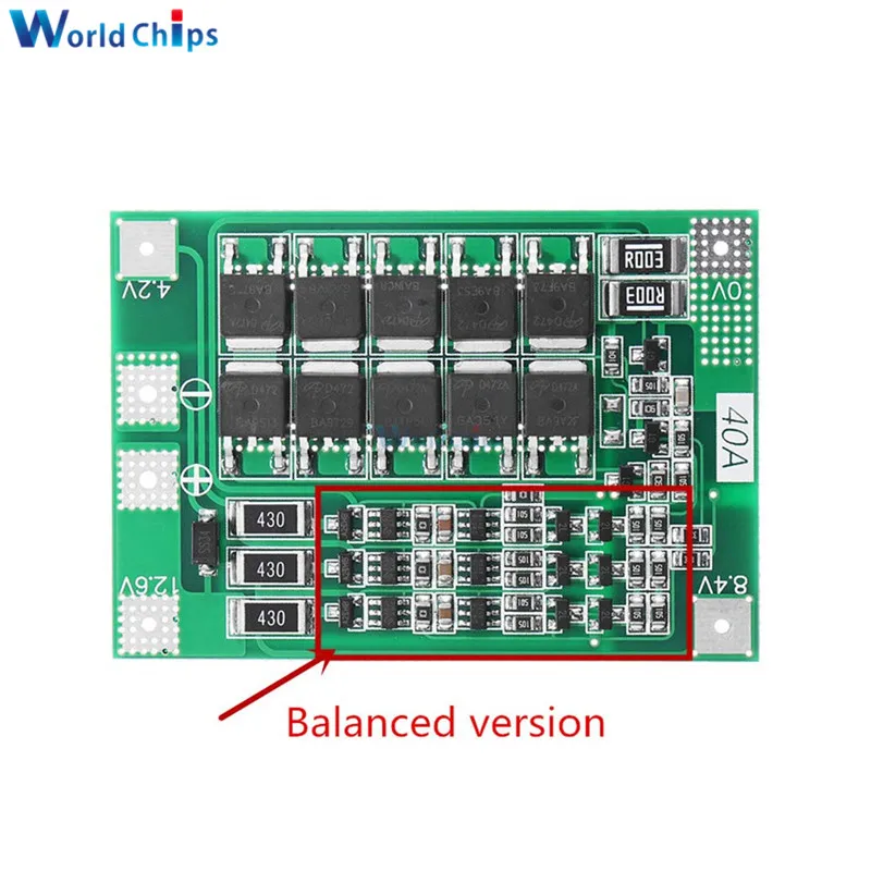 Balance Version 3S 40A 11,1 В 12,6 в 18650 литиевая батарея Защитная плата для зарядного устройства PCB BMS для сверла 40A ток Lipo сотовый модуль улучшенная версия - Цвет: Balance Version