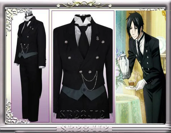

Black Butler Sebastian Michaelis swallow-tailed coat suit anime disfraces vestidos Cosplay Costume for women 6 in1