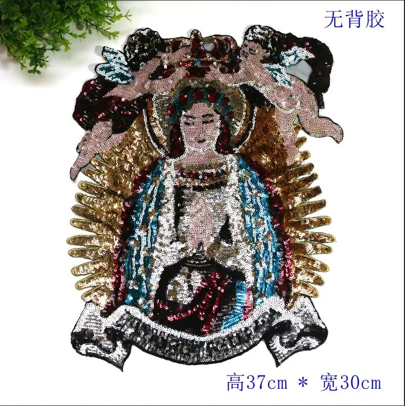 Аппликация с вышивкой Дева Мария ангельские крылья | Дом и сад