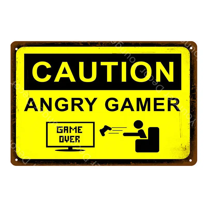YD4053F Внимание Angry Gamer металлические знаки Предупреждение My Way Highway плакат винтажная рекламная доска настенная художественная тарелка Паб Бар Кафе домашний декор - Цвет: YD4053F