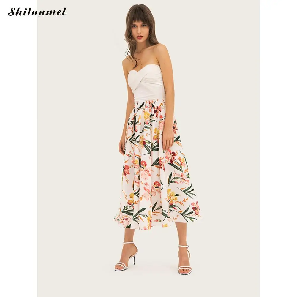 Женская винтажная юбка с цветочным принтом модная Повседневная Длинная