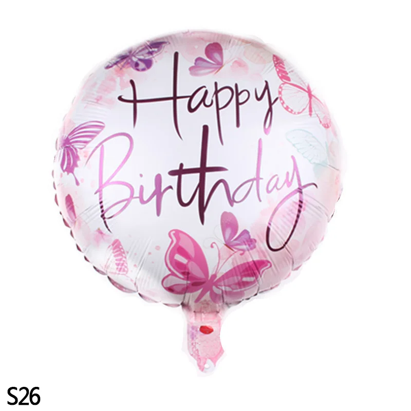 S26 18 дюймов Globos фольгированные шары «С Днем Рождения» детский душ надувные игрушки баллон из гелий круглый воздушный шар для детской вечеринки - Цвет: S26