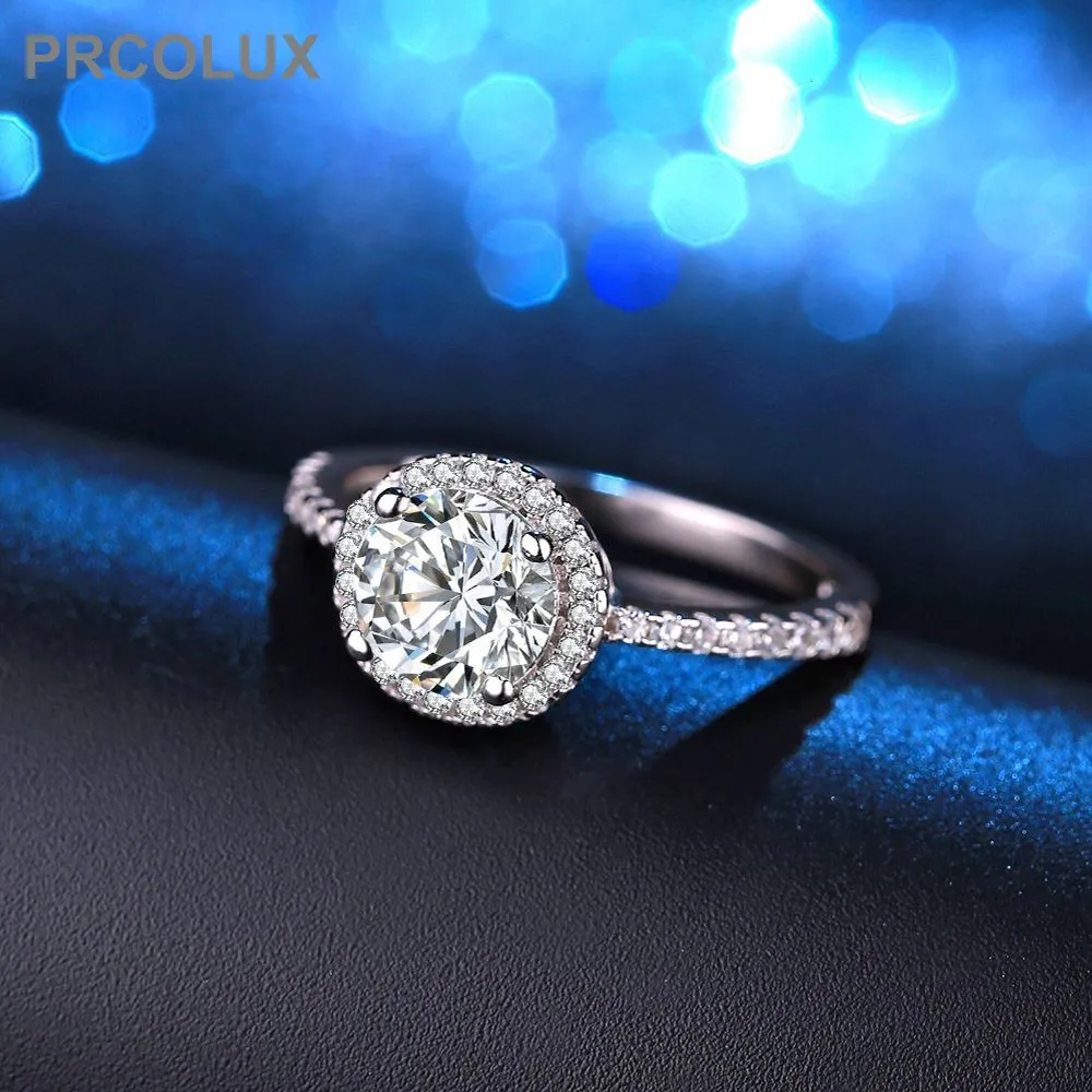 PRCOLUX мода Девушка круглой огранки кольцо посеребренные белый обещание