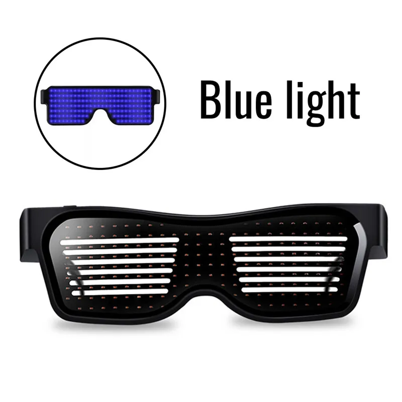 Blue Светодиодный Панель Bluetooth Бейсболка+ Bluetooth светодиодный солнцезащитных очков череп мобильный телефон app-соединением Беспроводной Динамичный рисунок мигающие очки - Color: Blue