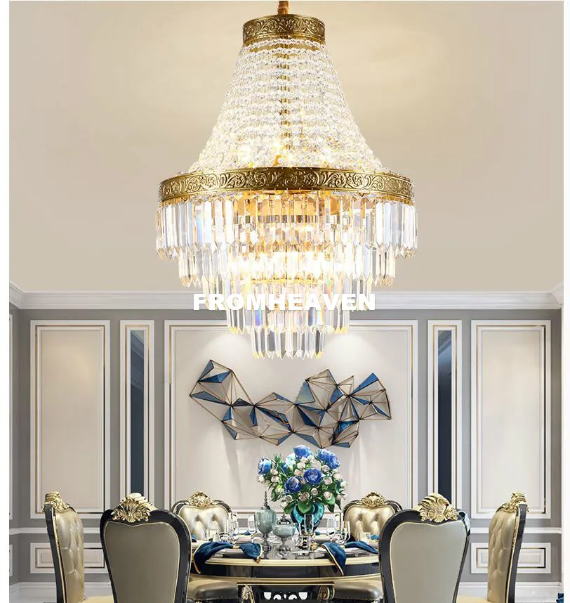 Современное освещение французская Империя латунная Золотая хрустальная люстра