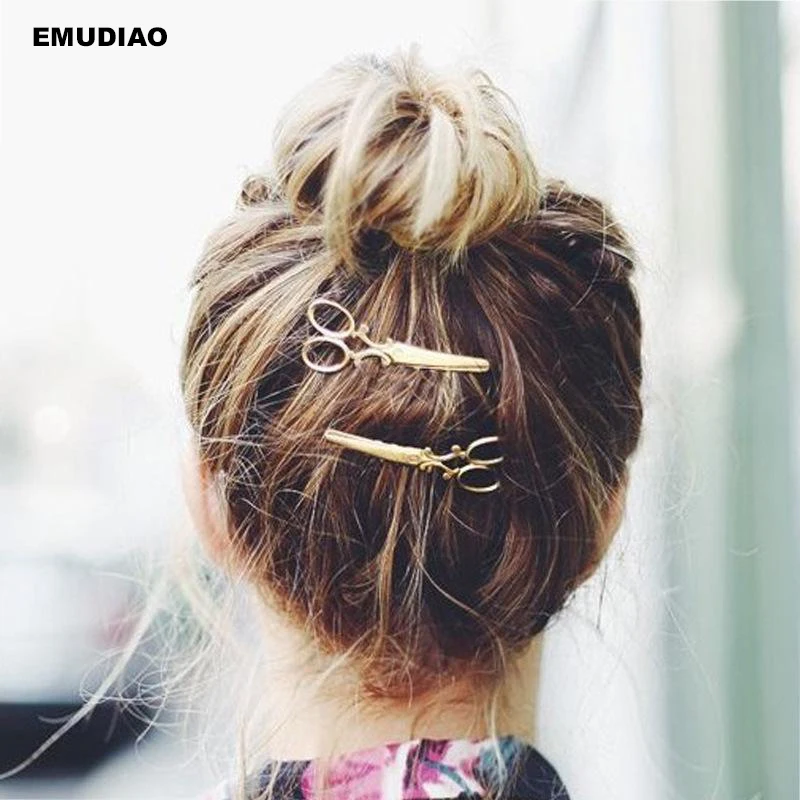 В форме ножниц для женщин и девушек заколка волос нежная креативная орнамент