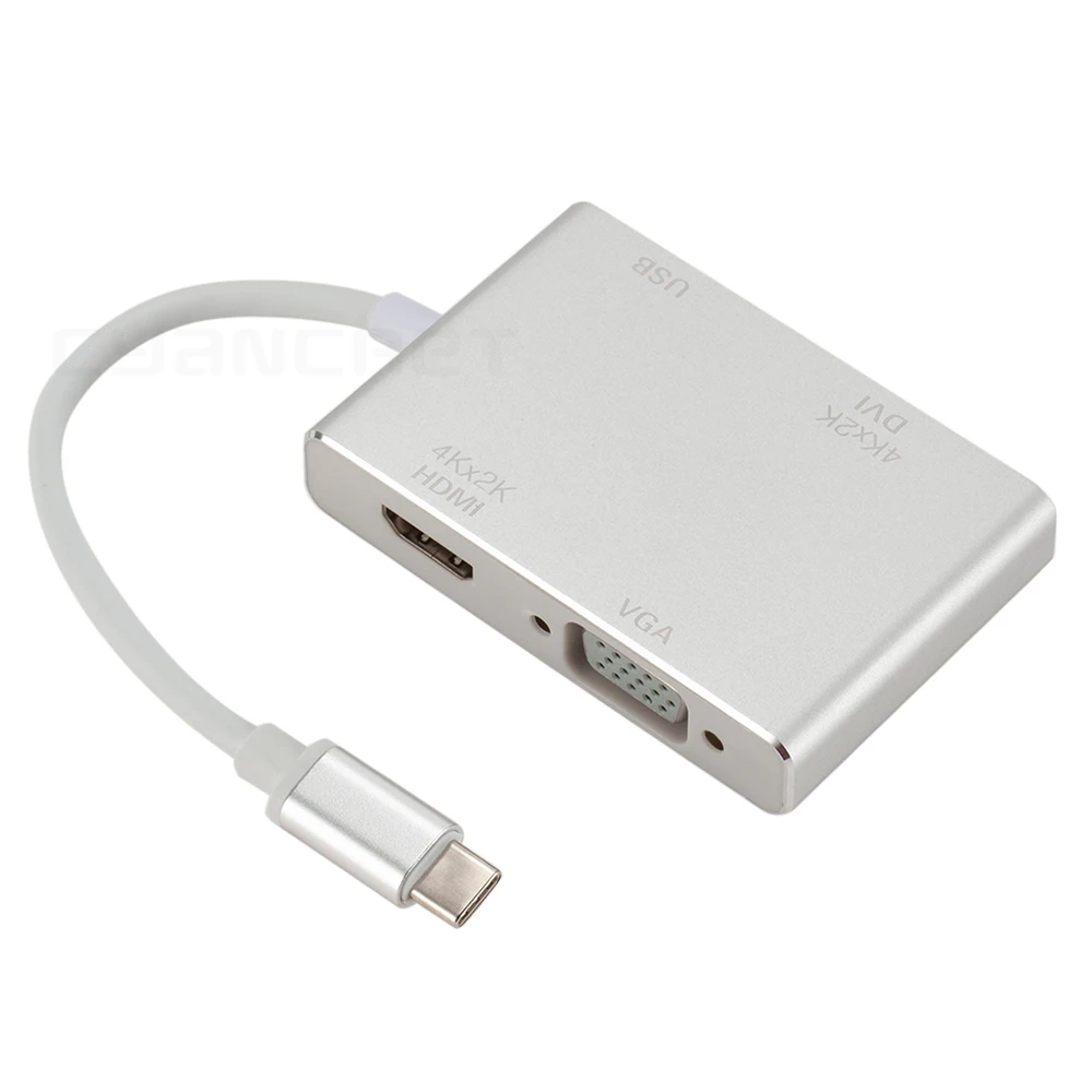 Адаптер type C USB C 3,1 на HDMI VGA DVI USB 3,0 концентратор док-станция конвертер Поддержка 4K 1080P для vga кабель