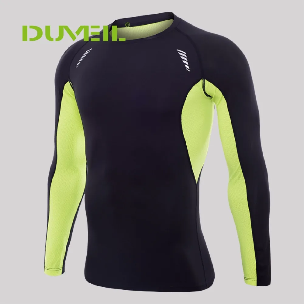 

DUVEIL S-3XL Men's Sports Tights Long Sleeves Elastic Compress Fitness Clothes Men Running Fast Drying T-shirts Base Sportswear