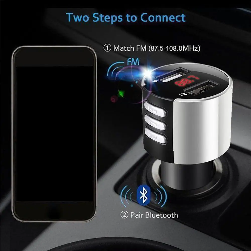 Светодиодный Bluetooth автомобильное USB зарядное устройство fm-передатчик беспроводной радио адаптер MP3-плеер прикуриватель