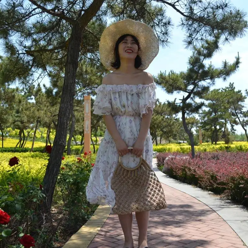 Плетеная Сумка летняя модная Натуральная Женская Ручная сумка Пляжная уличная