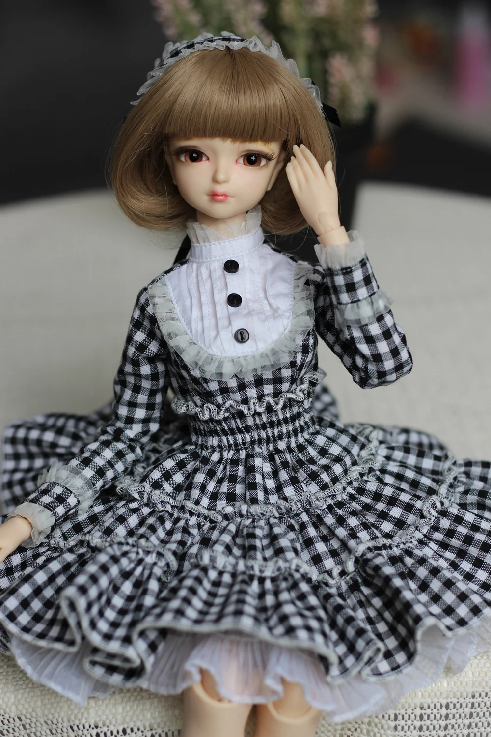 Одежда для 1/4 BJD кукла 45 см наряд в сетку с принтом Белое и черное кружевное платье с соединением тела