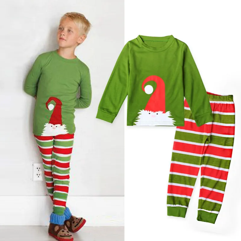 Фото От 2 до 7 лет новый Рождественский детский пижамный комплект для мальчиков и