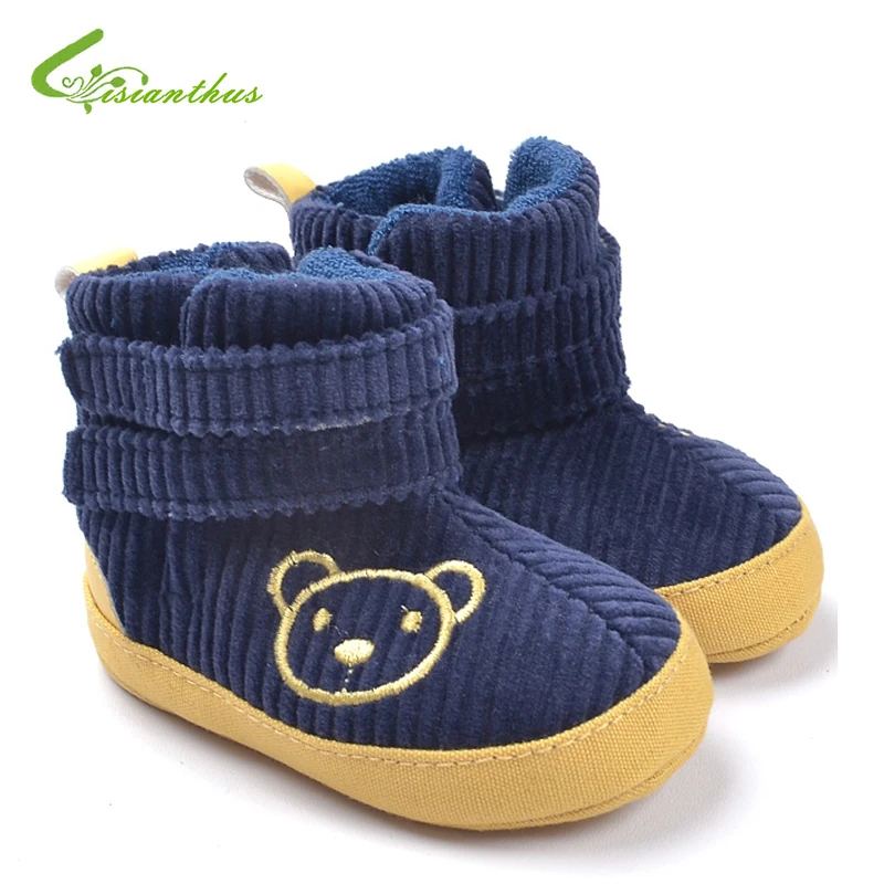 Темно синие ботинки Bear обувь с хлопковой подкладкой детские мягкой подошвой