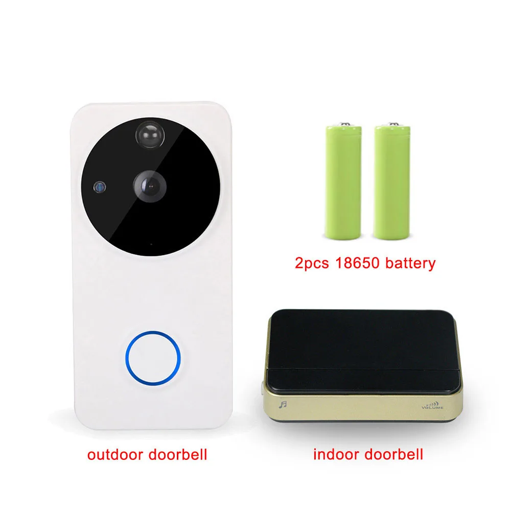 White Color Set CDYCAM Водонепроницаемый IP видеосвязь телефон двери беспроводная камера Wi-Fi для дверного звонка PIR сигнализация инфракрасный 720 P безопасности IP Камера с 2 шт. Батарея - Цвет: White Color Set