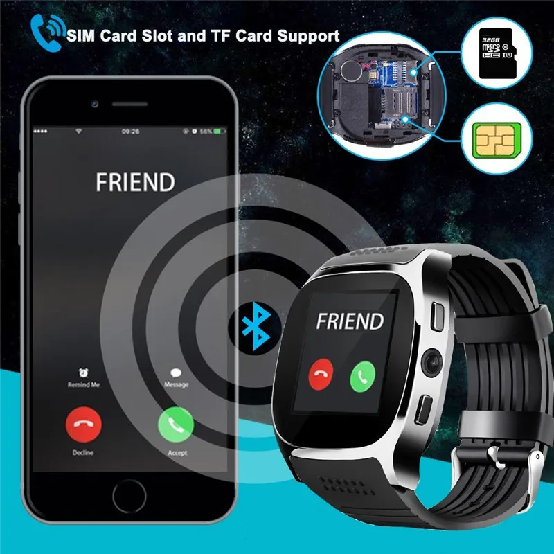 Смарт-часы с поддержкой SIM-карты и TF-карты камерой синхронизация вызовов