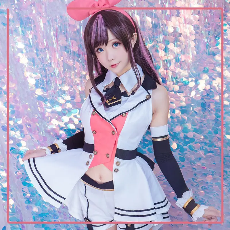 Anime! Kizuna AI Channel YouTube New Outfit Uniform Cosplay Costume Lovely Daily Suit Halloween Costumes for Women Full Set |
