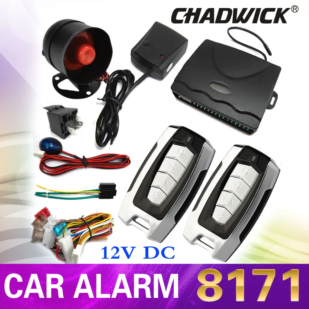 

Автомобильная система сигнализации CHADWICK 1Way, система безопасности, дверной замок, бесключевая Система доступа, звуковая сирена и флэш-поворотный фонарь 8171