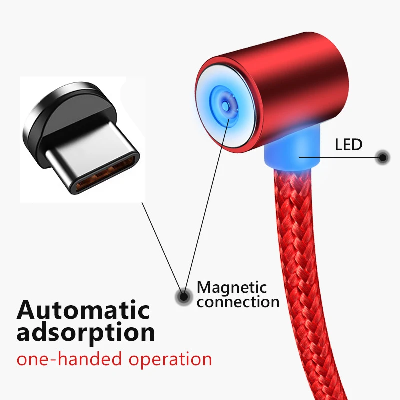Магнитный зарядный кабель L Line типа C 2 1 А 90 градусов Micro USB для шнура быстрое