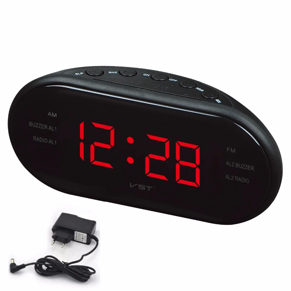 AM FM Radio Alarm Clock Digital LED Clocks Luminous numbers display screen glowing clock Snooze Electronic Home Table |