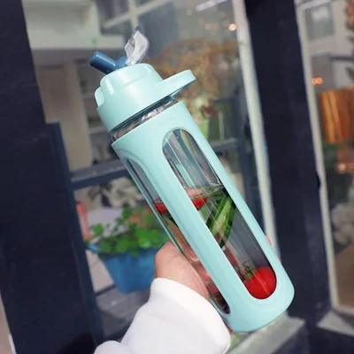 Green 600 мл Спортивная бутылка для воды с соломинкой, уличные бутылки, экологически чистые с крышкой для походов, кемпинга, для бега и езды на велосипеде, рабочие - Цвет: Green