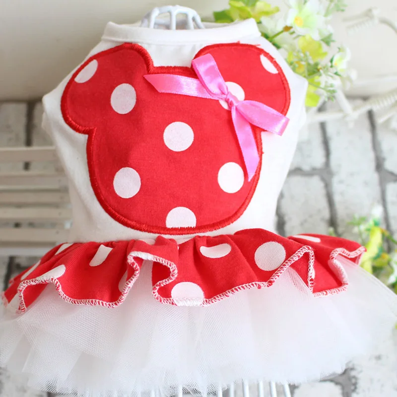 Spring Summer Sweet Princess Style Lovely Dog Dress Pet Vest Dot Cotton Soft Breathable Puppy Cat Skirt (XS-XL) 910A | Дом и сад