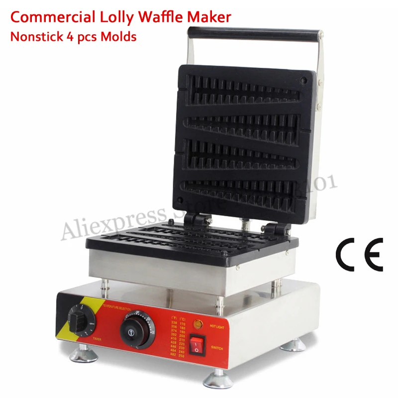 

Commercial Lolly Waffle Maker Machine 4 Molds Tower-type Non-stick Cooking Surface 1500W 220V/110V Stainless Steel