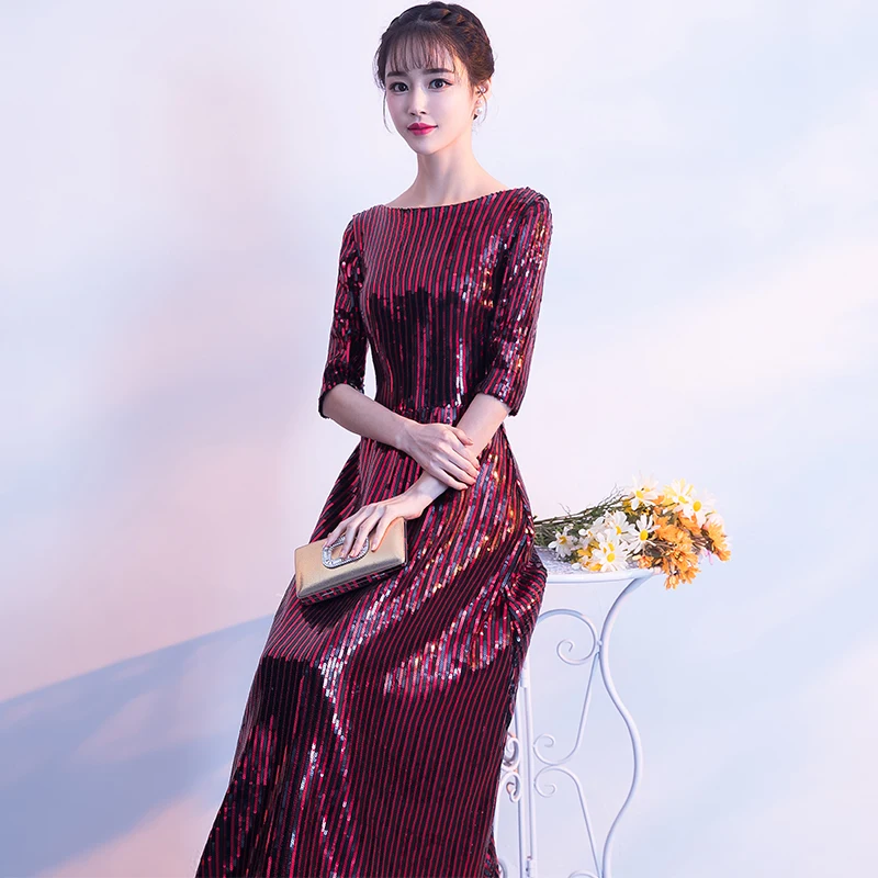 XVA важное место Формальное вечернее платье винно красного цвета с блестками в пол