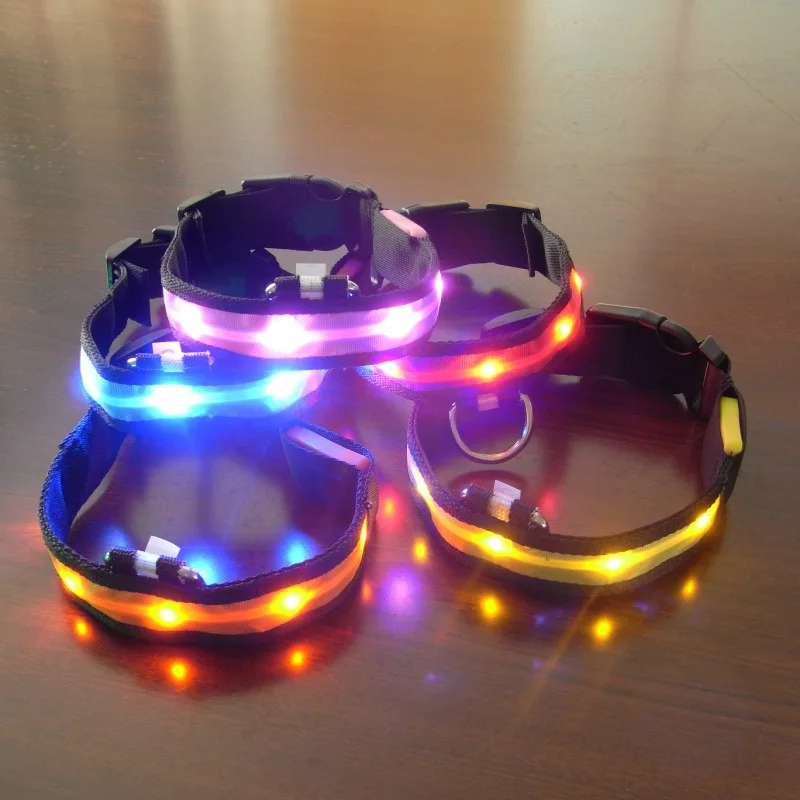 LED Nylon Pet Dog Collar Night Safety Light-up Flashing Glow In The Dark Electric Pets Cat 7 Color Wholesale | Дом и сад