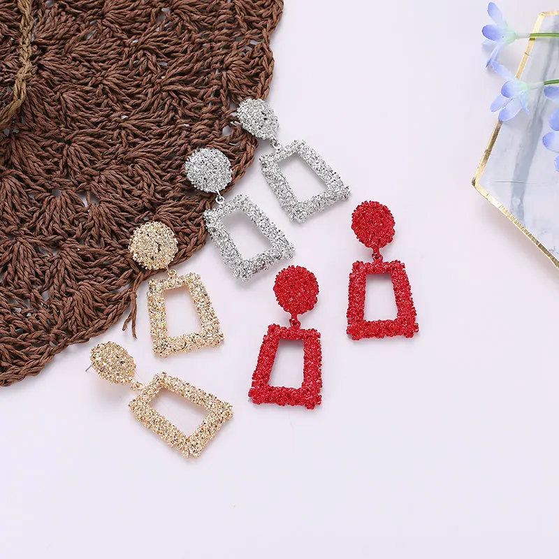 Big Vintage Earrings for women gold color Geometric statement earring 2019 earing hanging black yellow red fashion jewelry | Украшения и