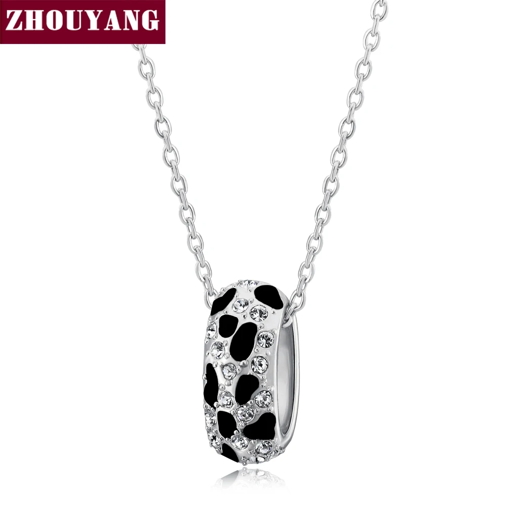 ZHOUYANG, высокое качество, элегантное леопардовое розовое золото, модное ювелирное ожерелье с подвеской, австрийский кристалл ZYN208 ZYN207