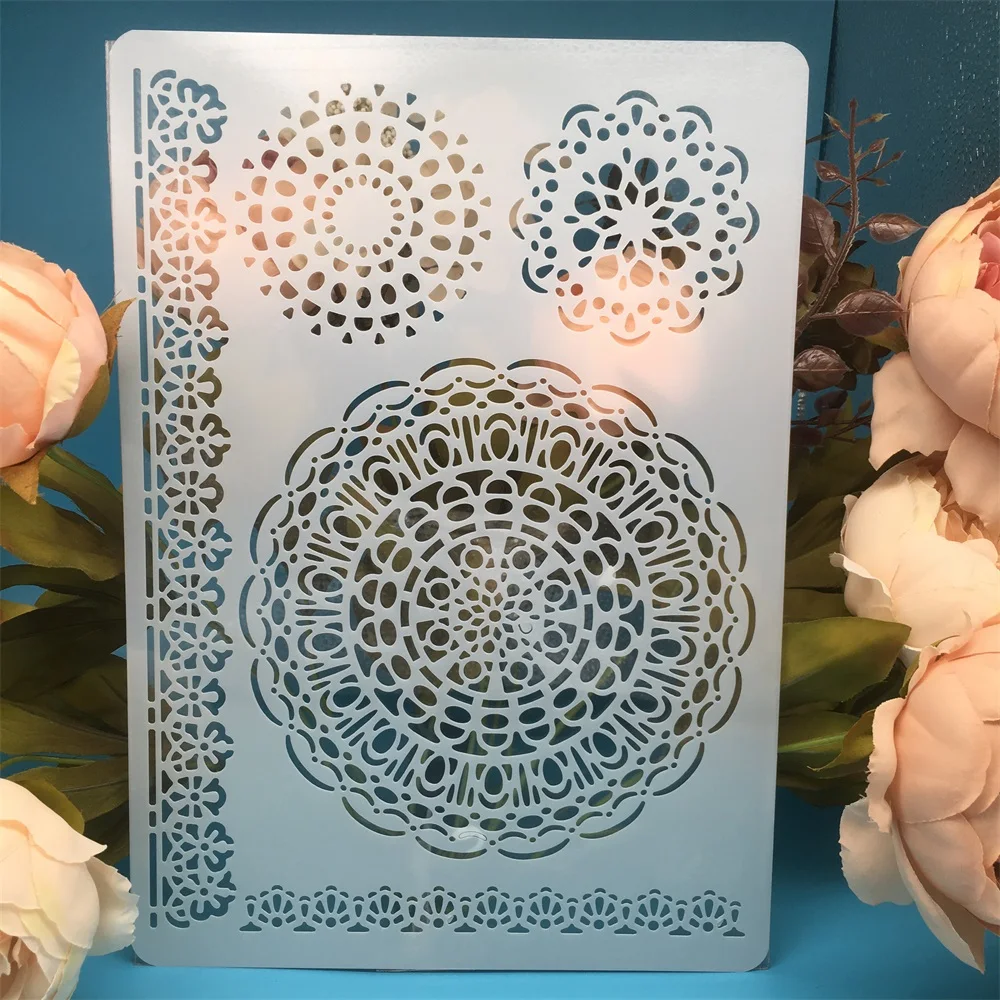 

29*21cm A4 Circle Round Floral DIY Craft Layering Stencils Painting Scrapbooking Stamping Embossing Album Paper Card Template