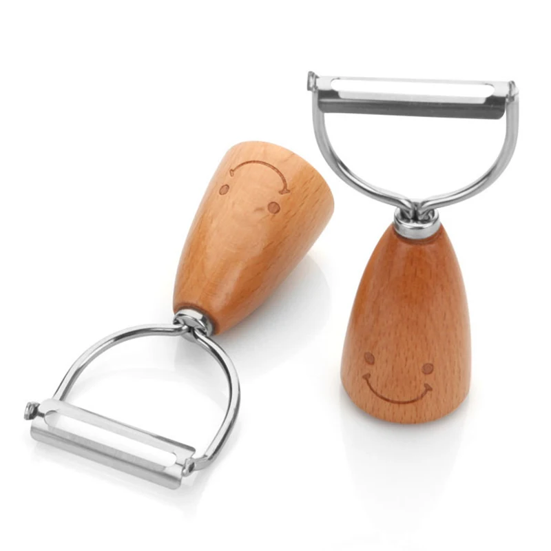 QuickDone нержавеющая сталь фруктовый Овощной картофель овощечистка дерево смайлик