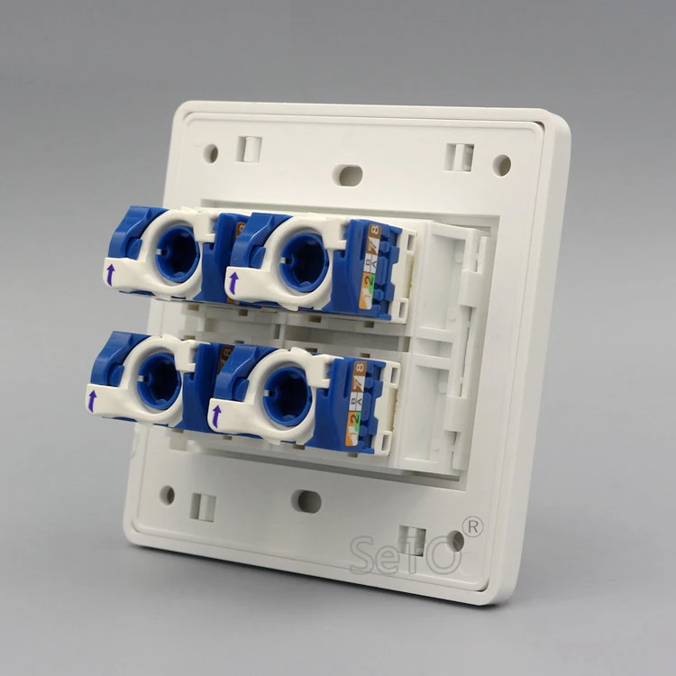 SeTo 86 Type Four Ports Rotate Gigabit Network RJ45 Cat6 Wall Plate Socket Keystone Faceplate | Обустройство дома